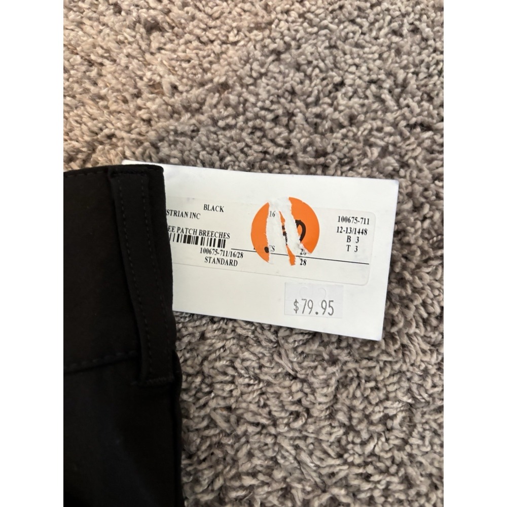 NWT Let's Ride Equestrian Ribb Knee Patch Black Riding 28 Pants - Picture 6 of 7